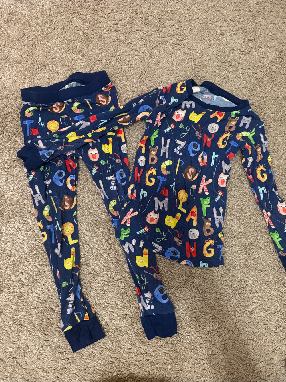 Little Sleepies Navy Alphabet & Character Pajama Set 3t